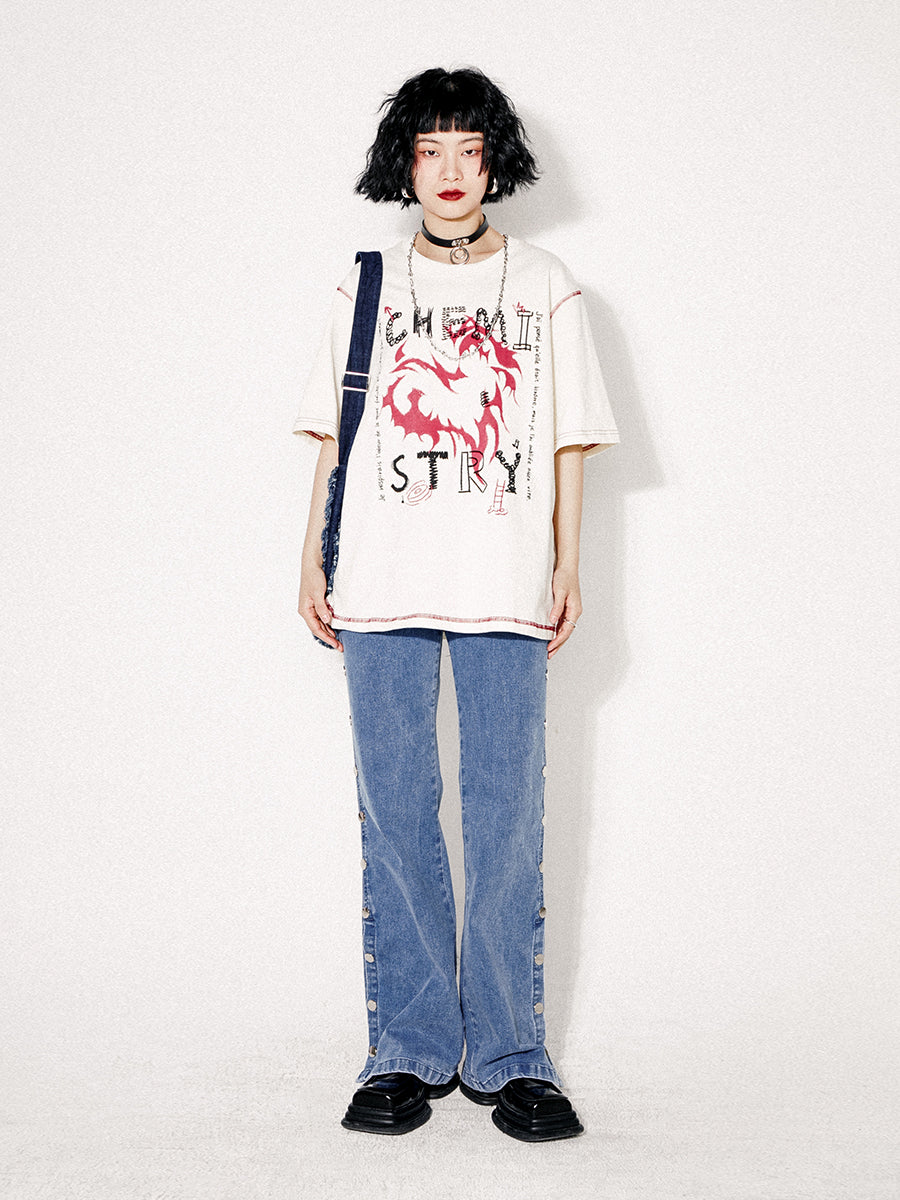 Stitch Loose Casual T-shirt