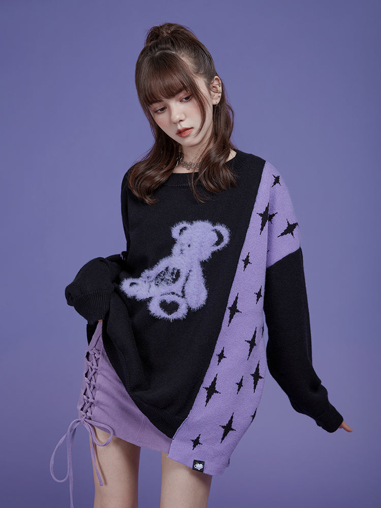 Oversize Bear Star Asymmetry Knit