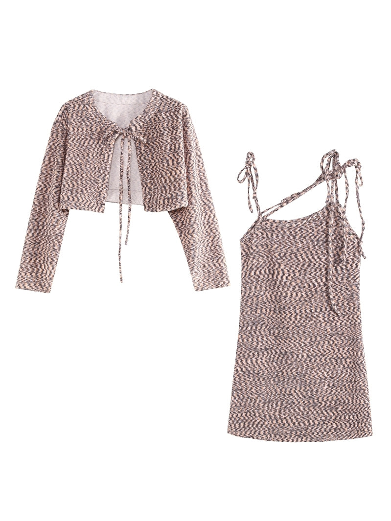 Knit Irregular Short-jacket One-piece