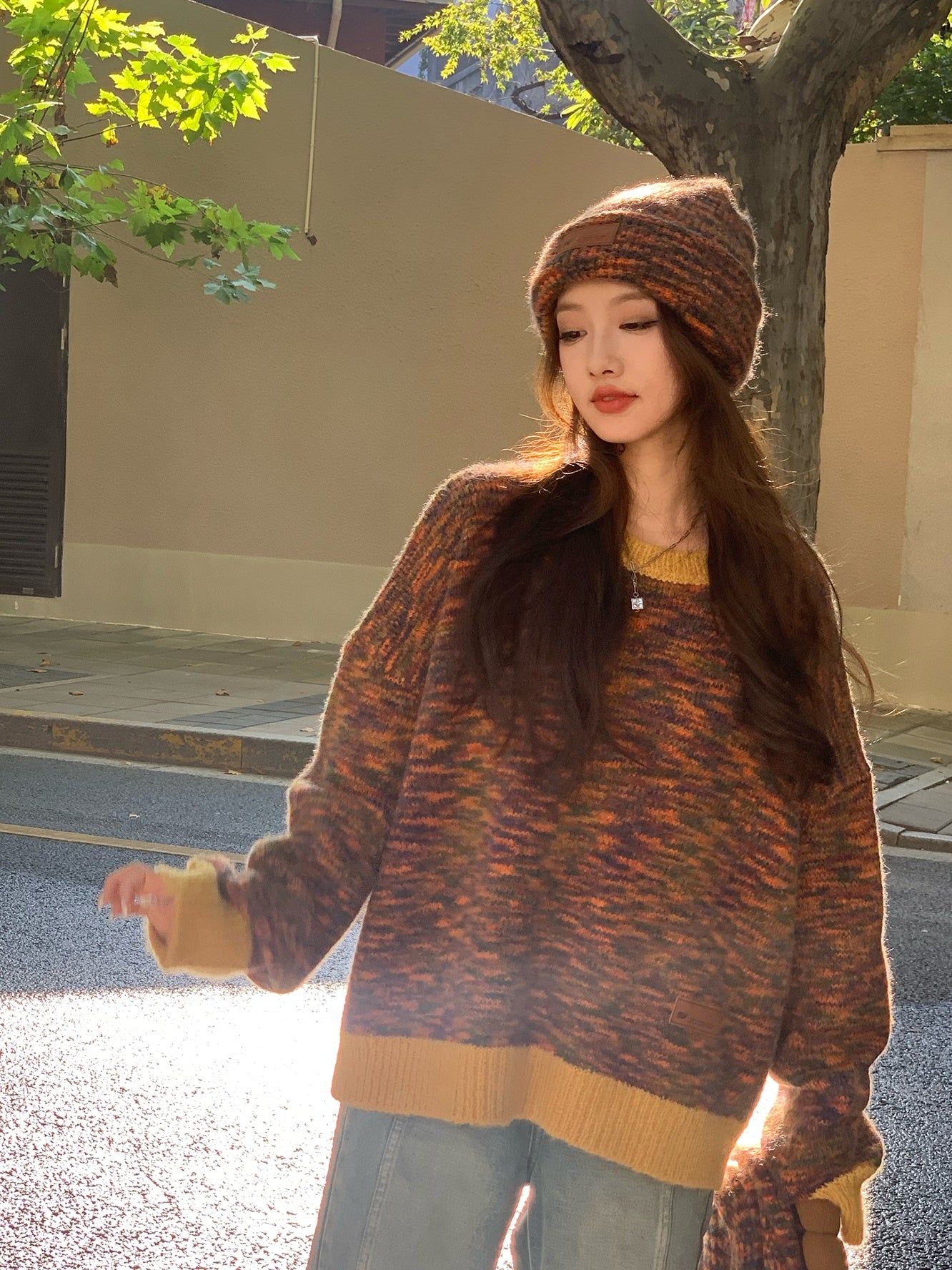 COLORFUL CASUAL MUFFLER &amp; KNIT-HAT