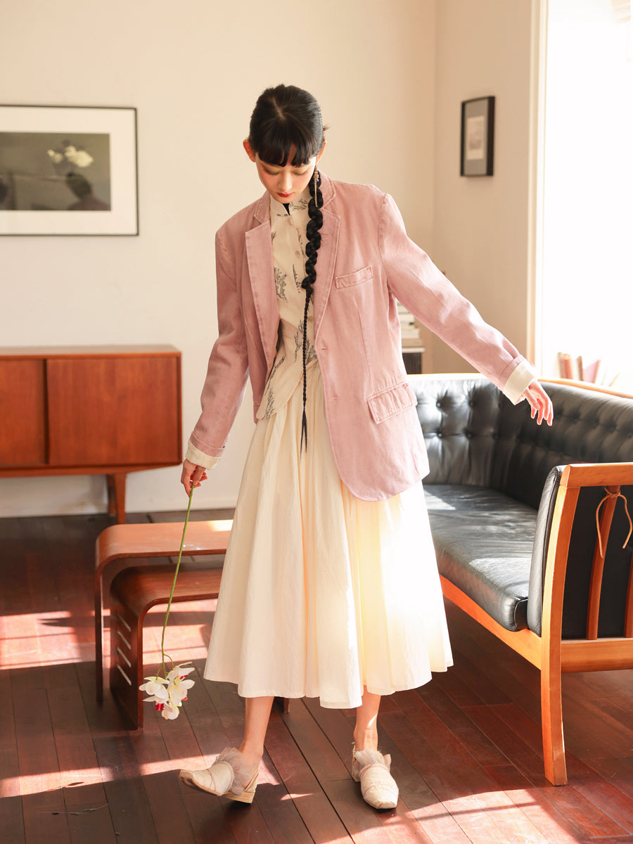 Fluffily Natural Classy Long-Skirt