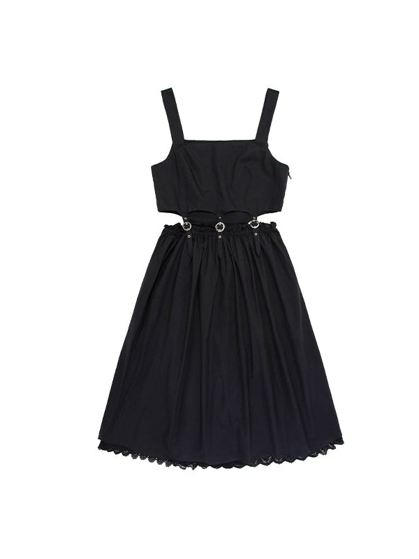 Navel Suspender Dress Mid-Length