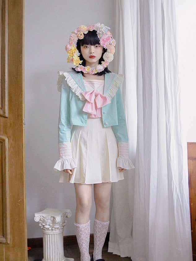 Sailor Frill Retro Ribbon Cropped Jacke