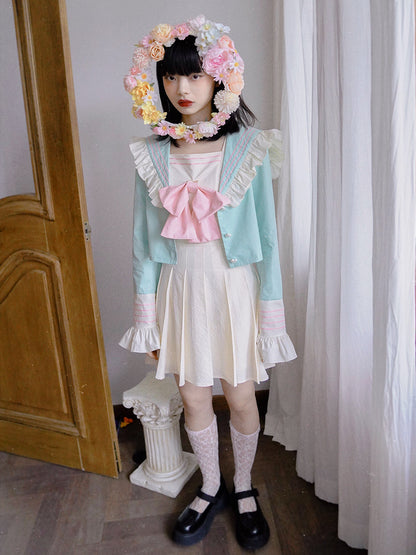 Sailor Frill Retro Ribbon Cropped Jacke