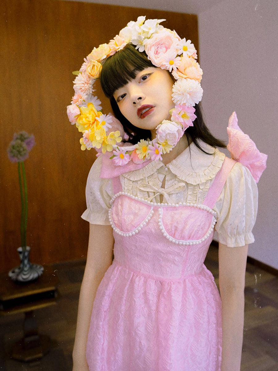 Frill Girly Sweet Ribbon 블라우스