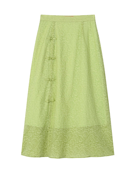 Embroidery Flower Rose Flare Skirt