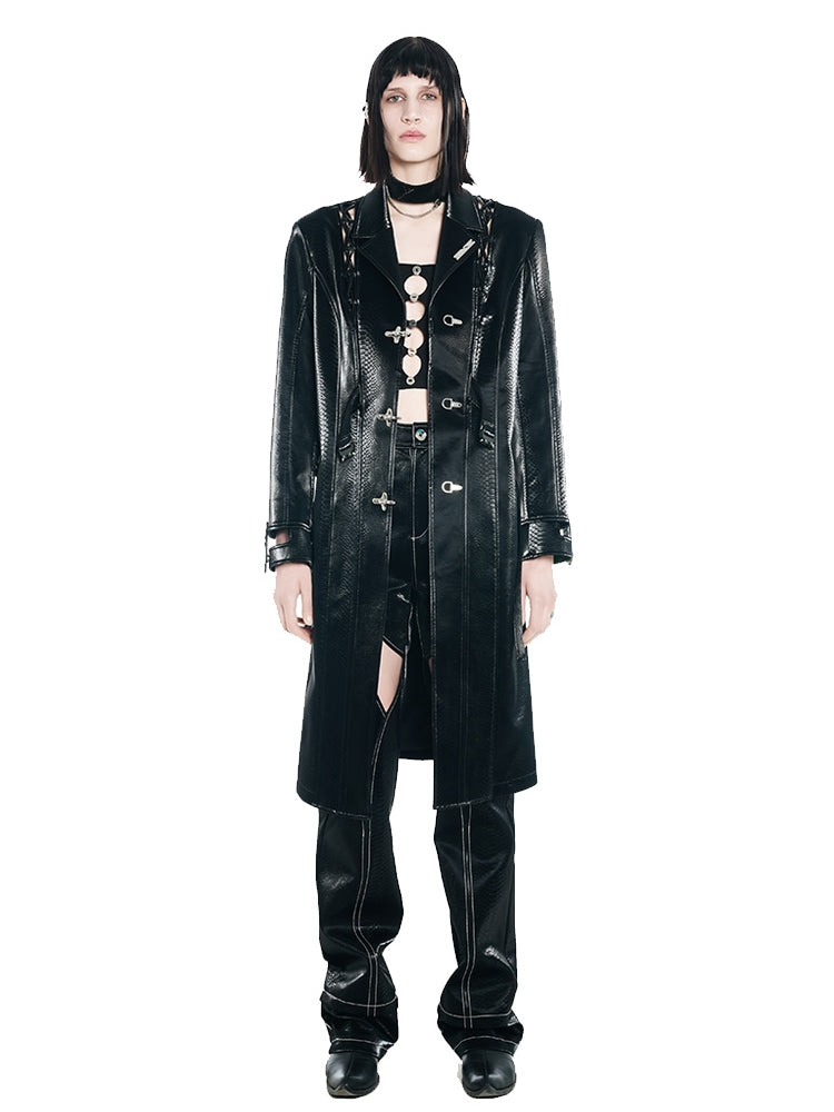 Hook Nichi Leather Long Coat