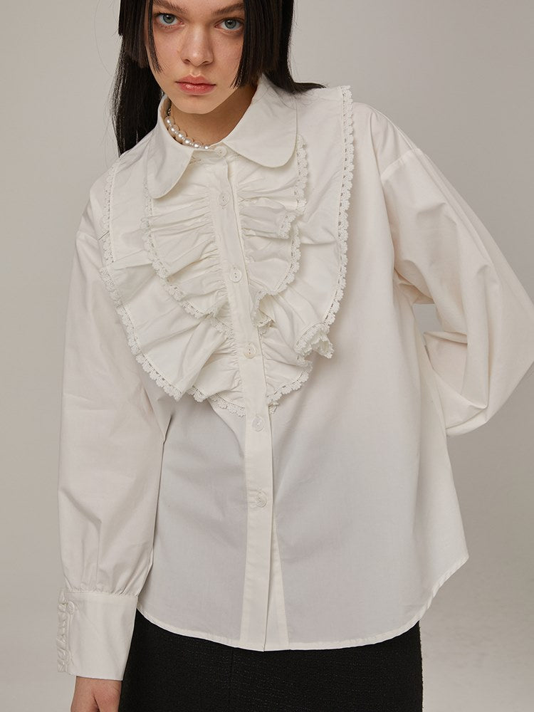 Big-Collar Classical Ruffled Frill Shirt