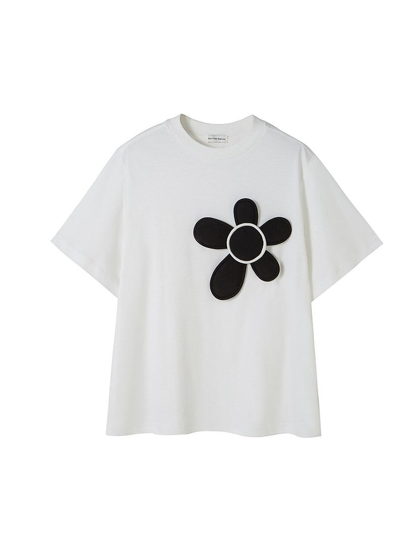 THREE-DIMENSIONAL FLOWER T-SHIRT CUTSEW