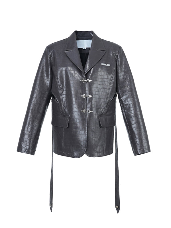 Leather Hook Side-Cut Jacket