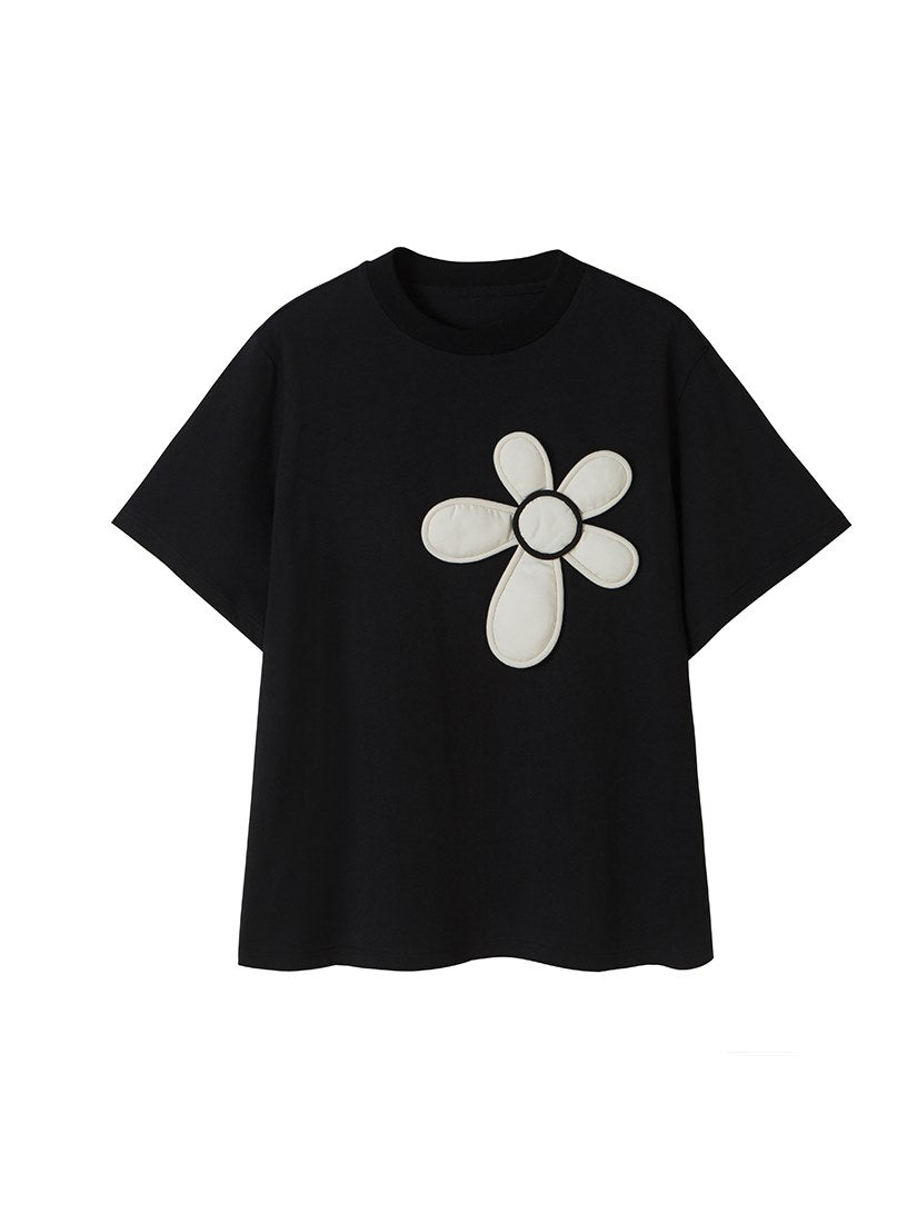 THREE-DIMENSIONAL FLOWER T-SHIRT CUTSEW