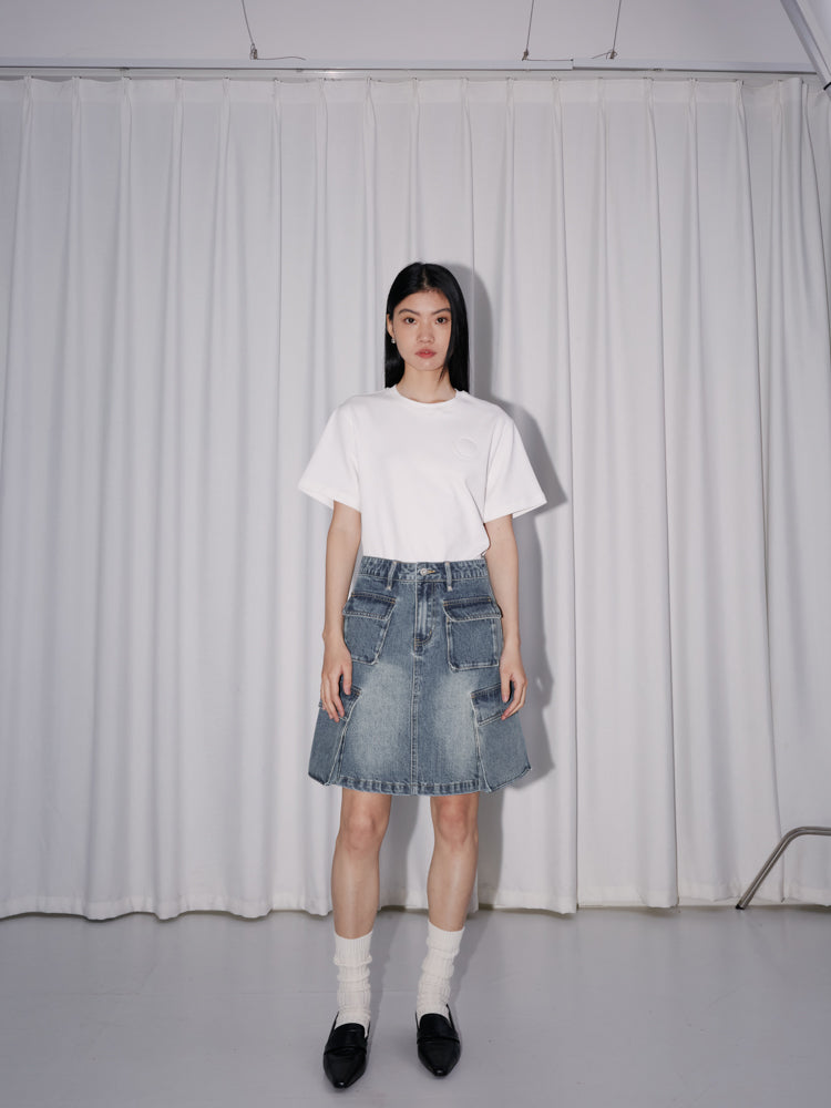 Denim Short Casual Pocket Skirt