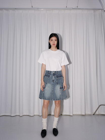 Denim Short Casual Pocket Skirt