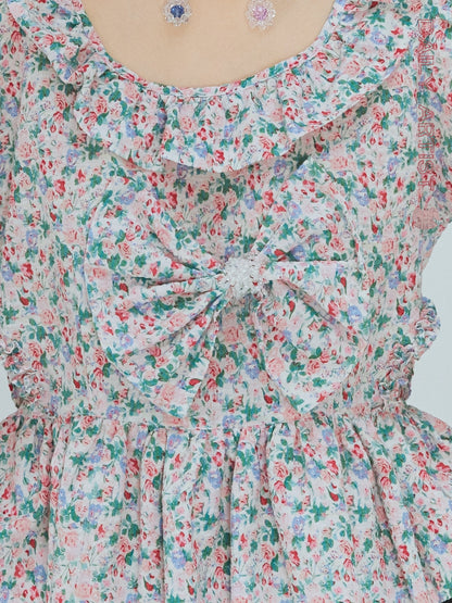 Floral Retro Bow Short Top