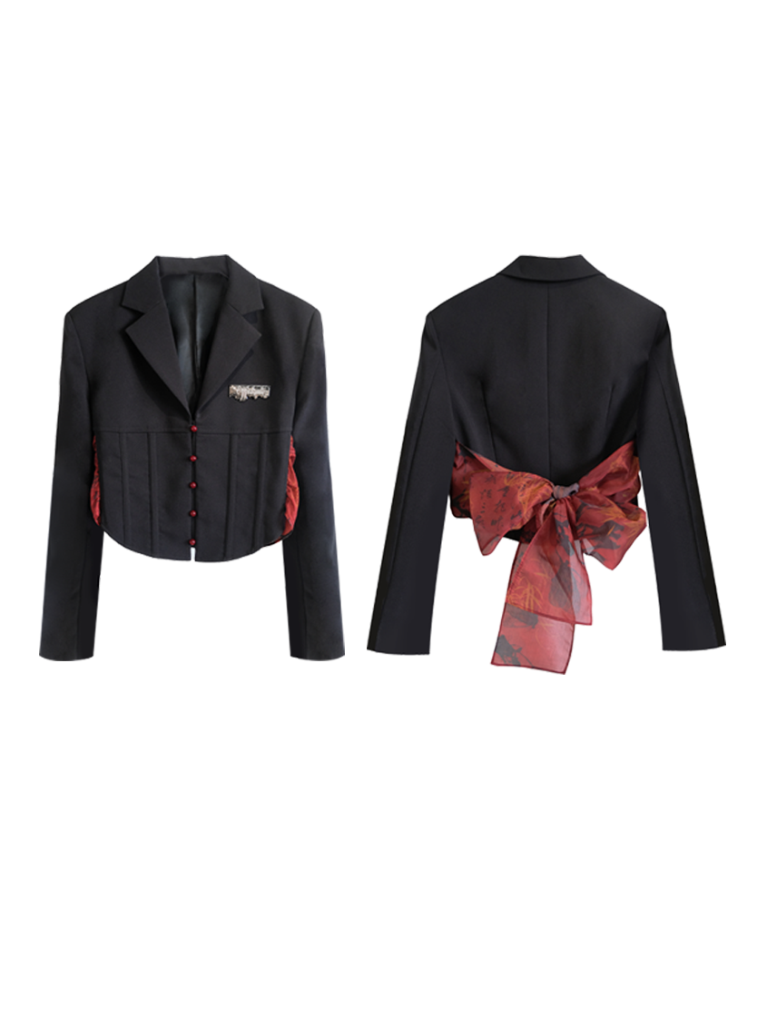 Back-Ribbon 2way Nichi Frill Stufeed Jacket &amp; Rock