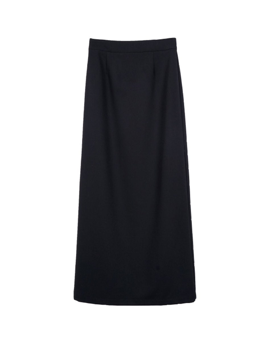 Elegant Long Plain Simple Back-slit Skirt