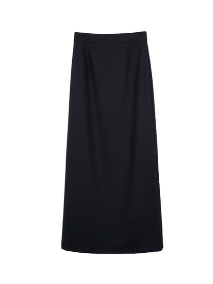 Elegant Long Plain Simple Back-Slit Skirt