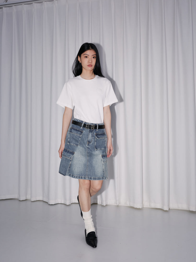 Denim Short Casual Pocket Skirt