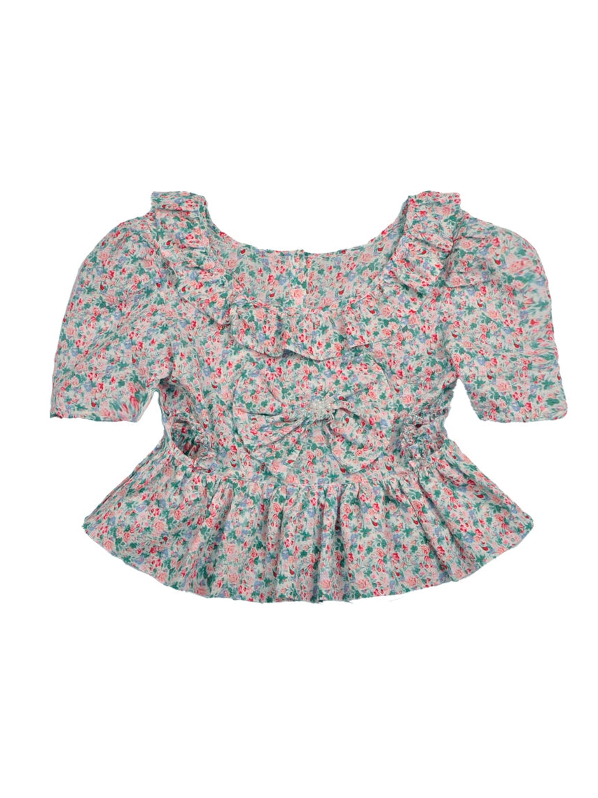 Floral Retro Bow Short Top