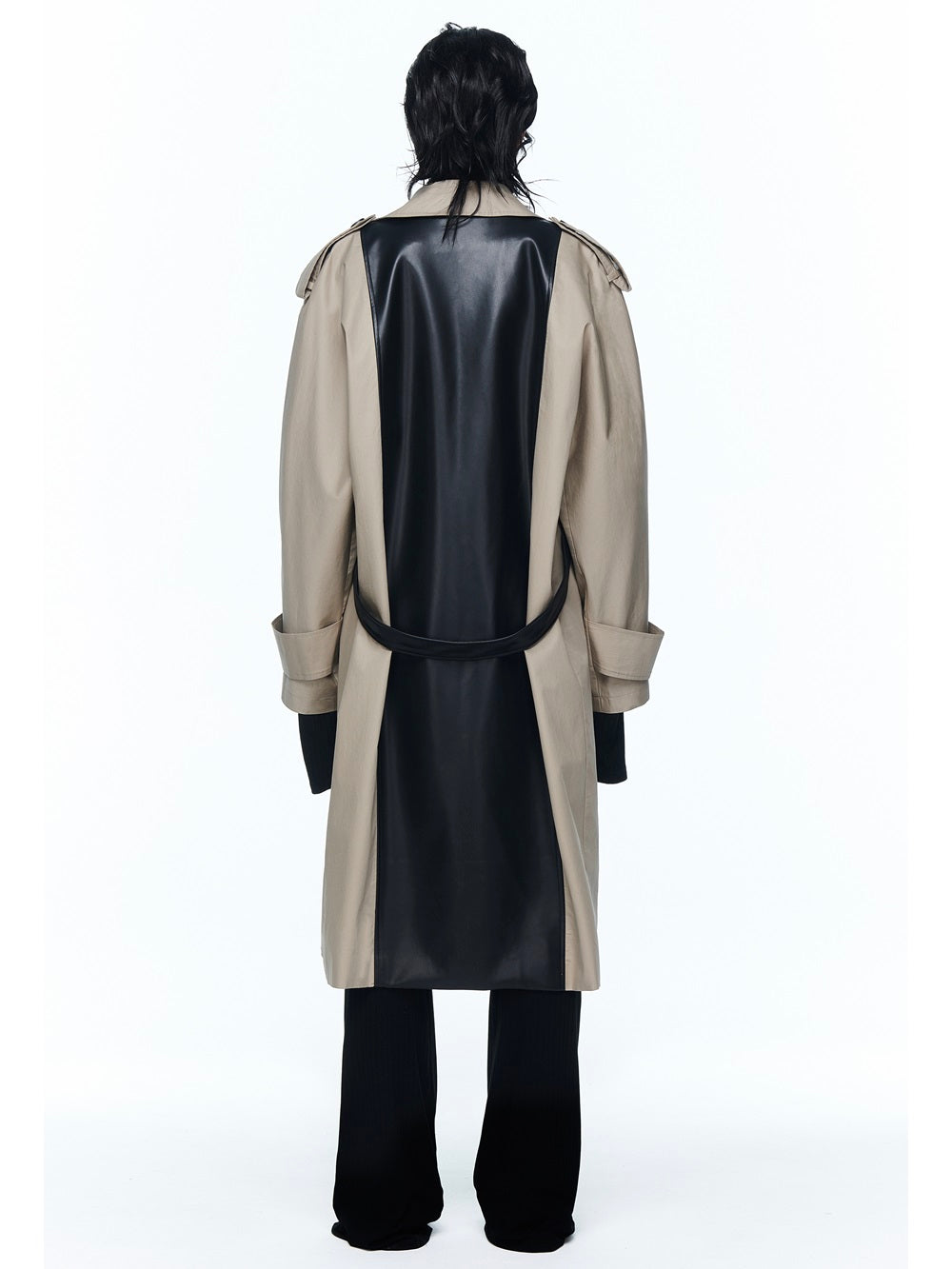 Leather Bi-color Nichi Long-coat