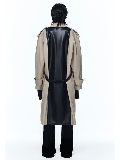 Leather Bi-color Nichi Long-coat