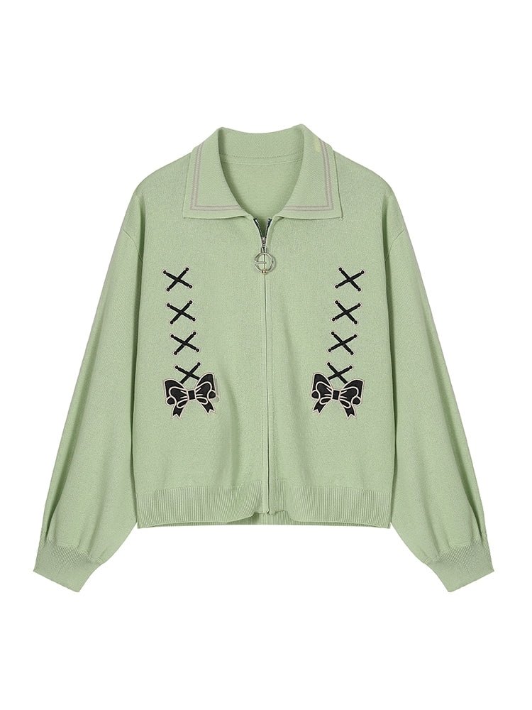 Embroidered Sweater Ribbon Knit