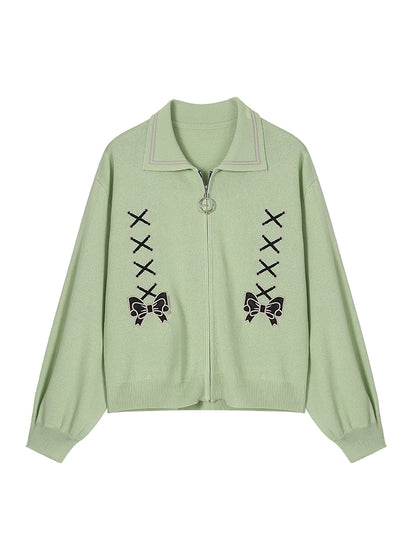 Embroidered Sweater Ribbon Knit