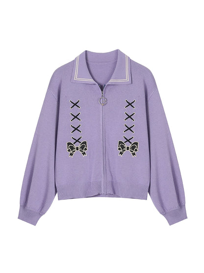 Embroidered Sweater Ribbon Knit