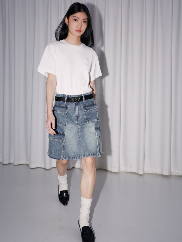 Denim Short Casual Pocket Skirt