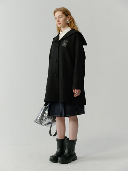 Sailor-collar Long College Coat