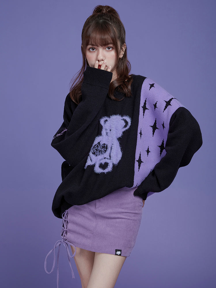 Oversize Bear Star Asymmetry Knit