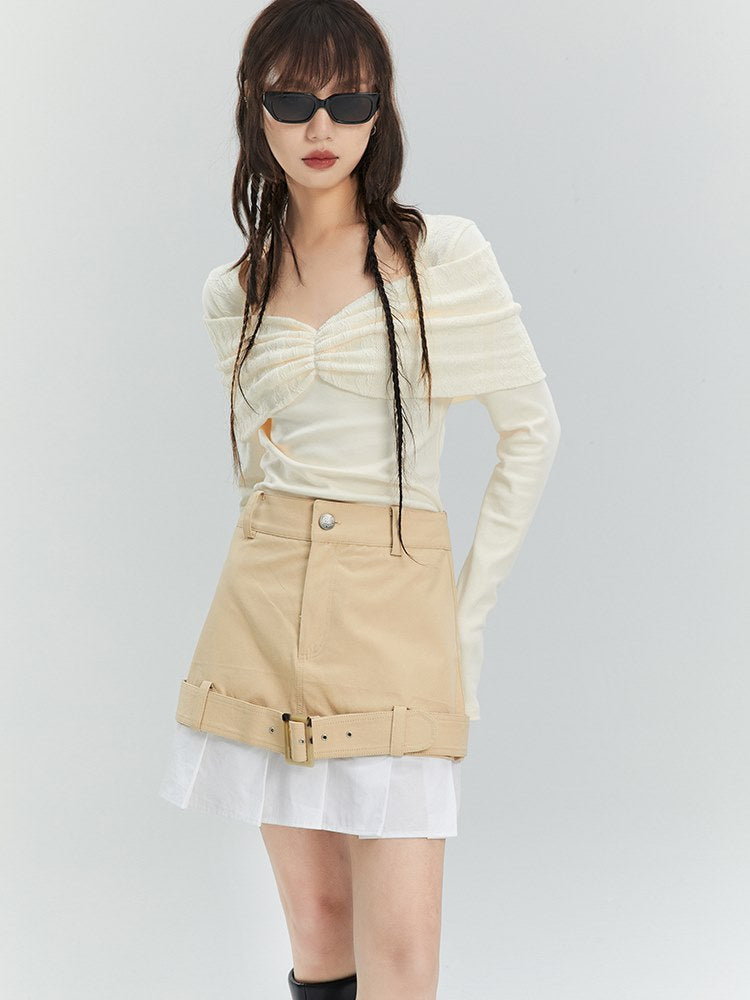 High-waist Casual Belt Short Skirt