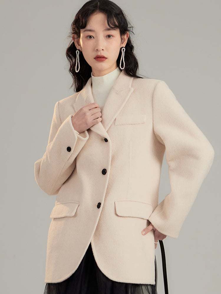 Plain Wool Coat Blazer Jacket