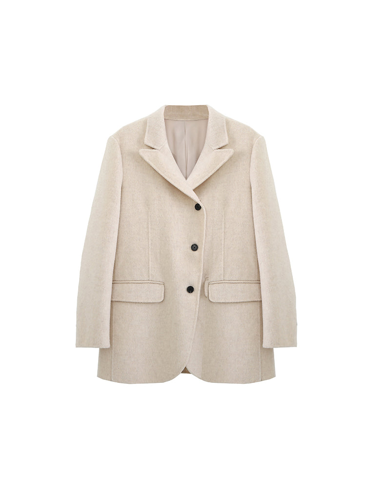 Veste de blazer manteau en laine nature