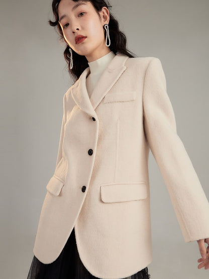 Plain Wool Coat Blazer Jacket