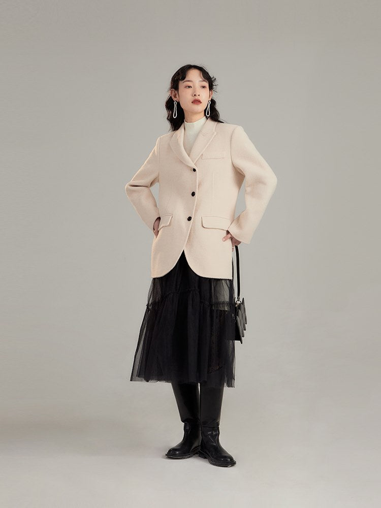 Plain Wool Coat Blazer Jacket