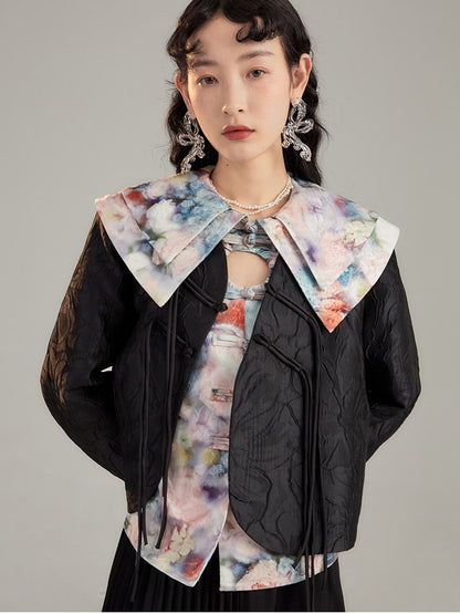 Tie-dye Niche Double-collar Blouse