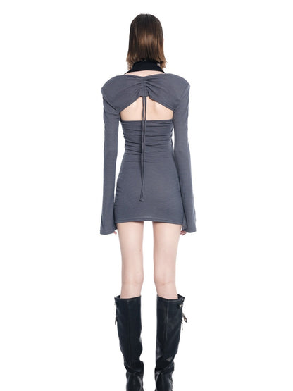 Gather Niche V-Neck Back-OPEN ONE-PIECE