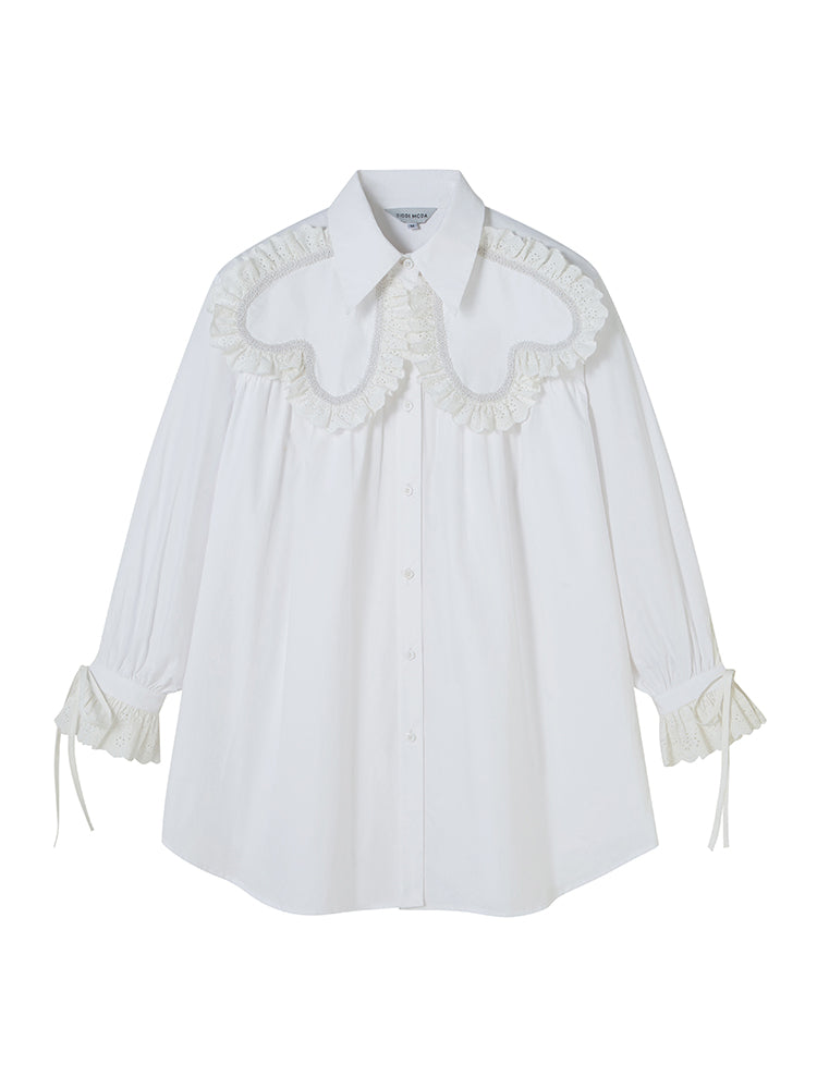 Frill Lace Loose Drawstring Shirt Onepiece