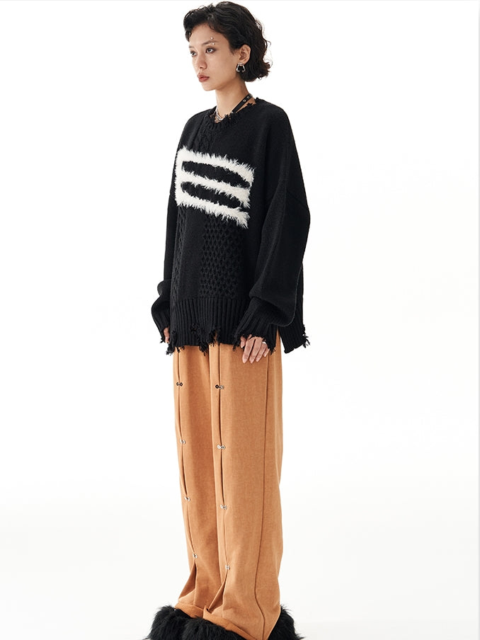 Damage Loose Slit Nichi Knit