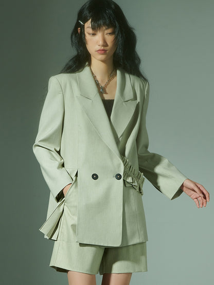 Pleats Ruffled Asymmetric Tailored-jacket