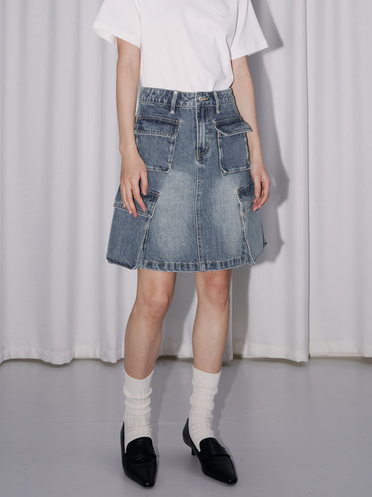 Denim Short Casual Pocket Skirt