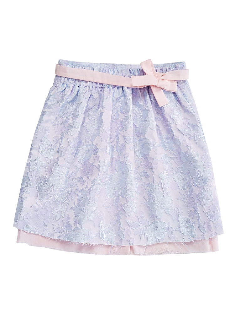 Embroidery Frill Pale Flower Skirt