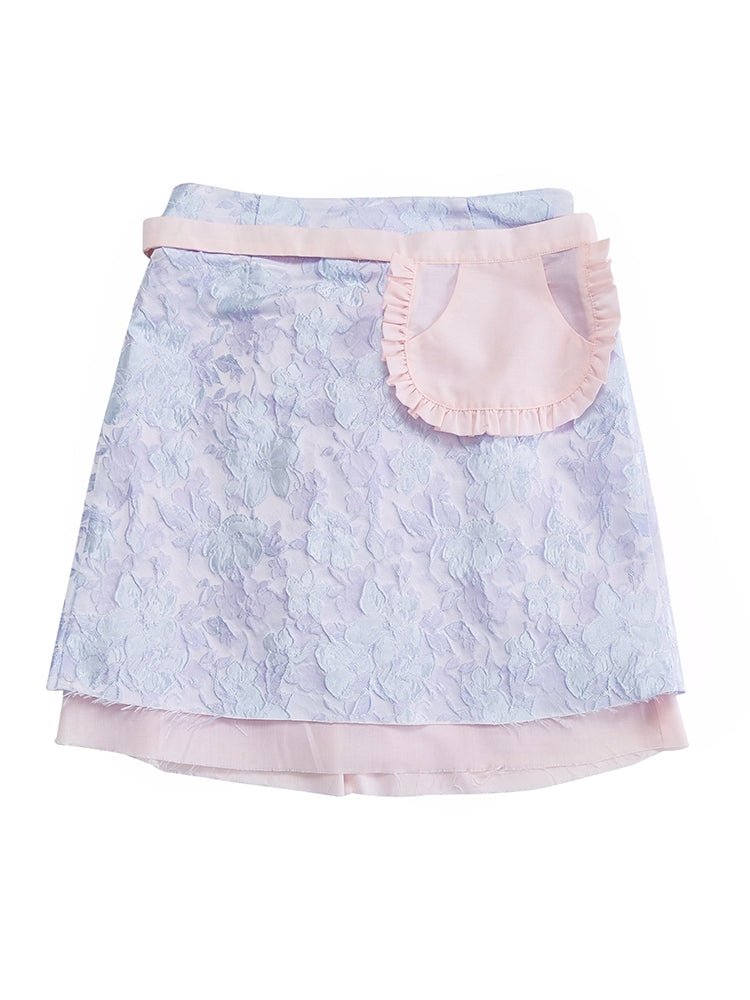 Embroidery Frill Pale Flower Skirt