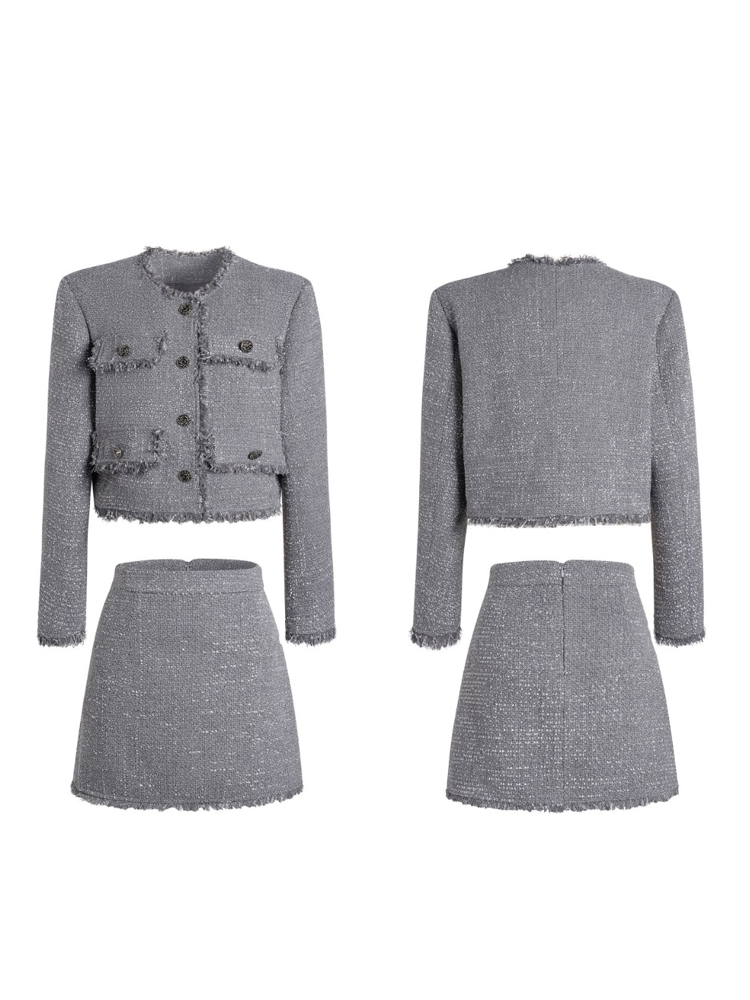 Formal Mature Tweed Jacket&amp;Skirt