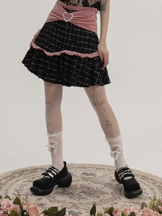 Gothic Frill Plaid A-Line Skirt