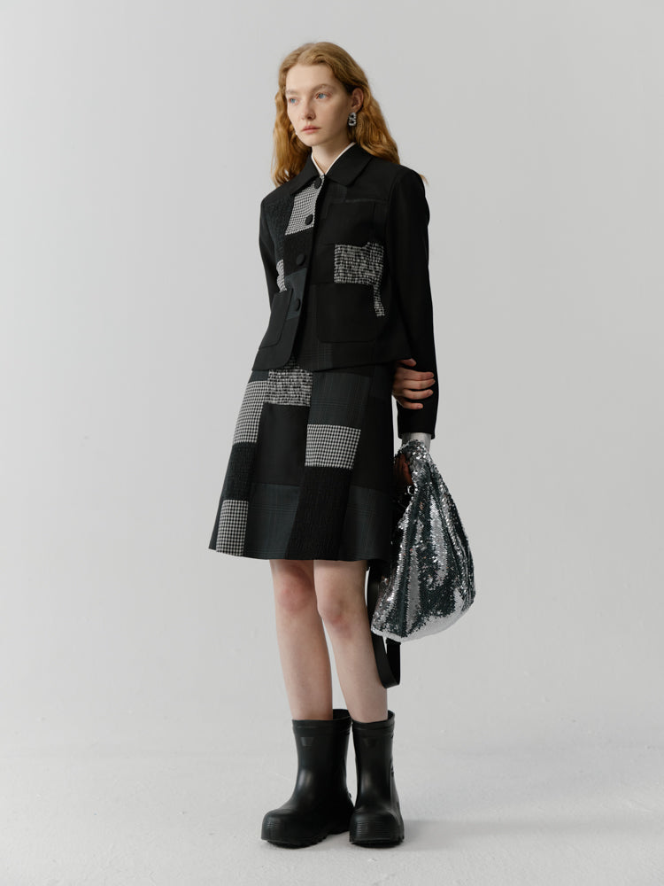 CHECKED NICHI MULTI MODERN JACKET &amp; SKIRT