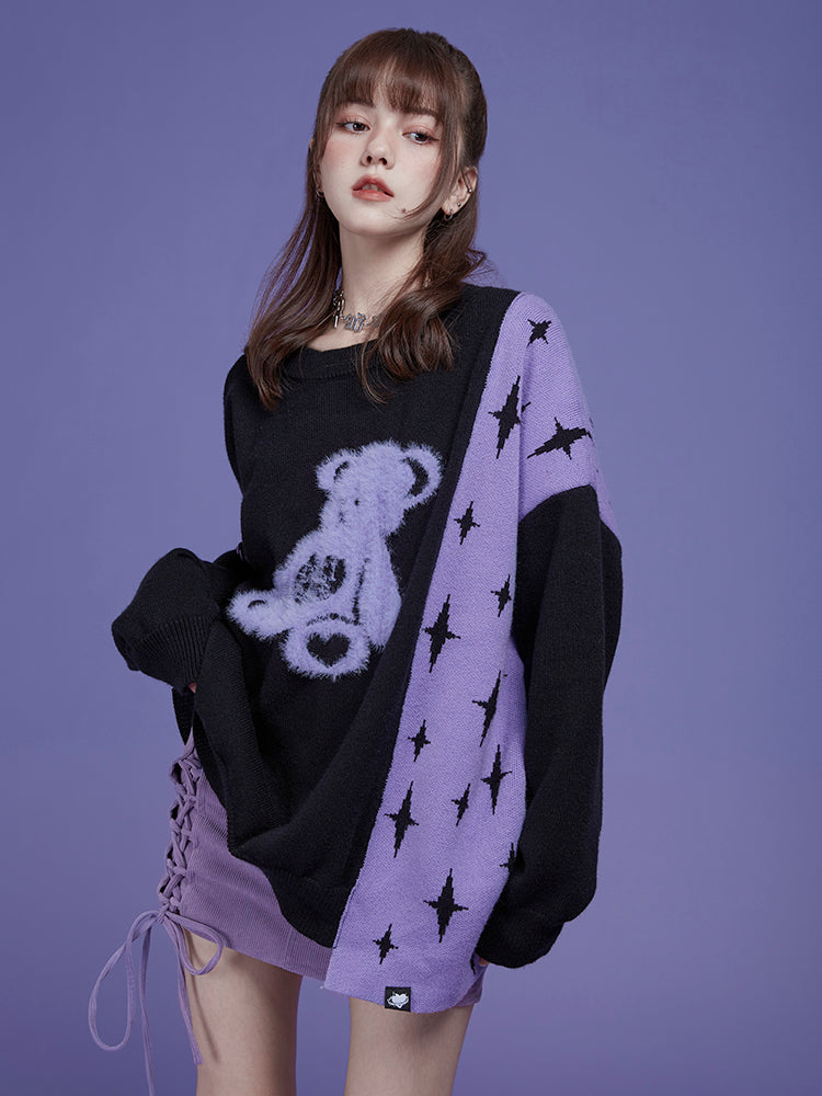 Oversize Bear Star Asymmetry Knit