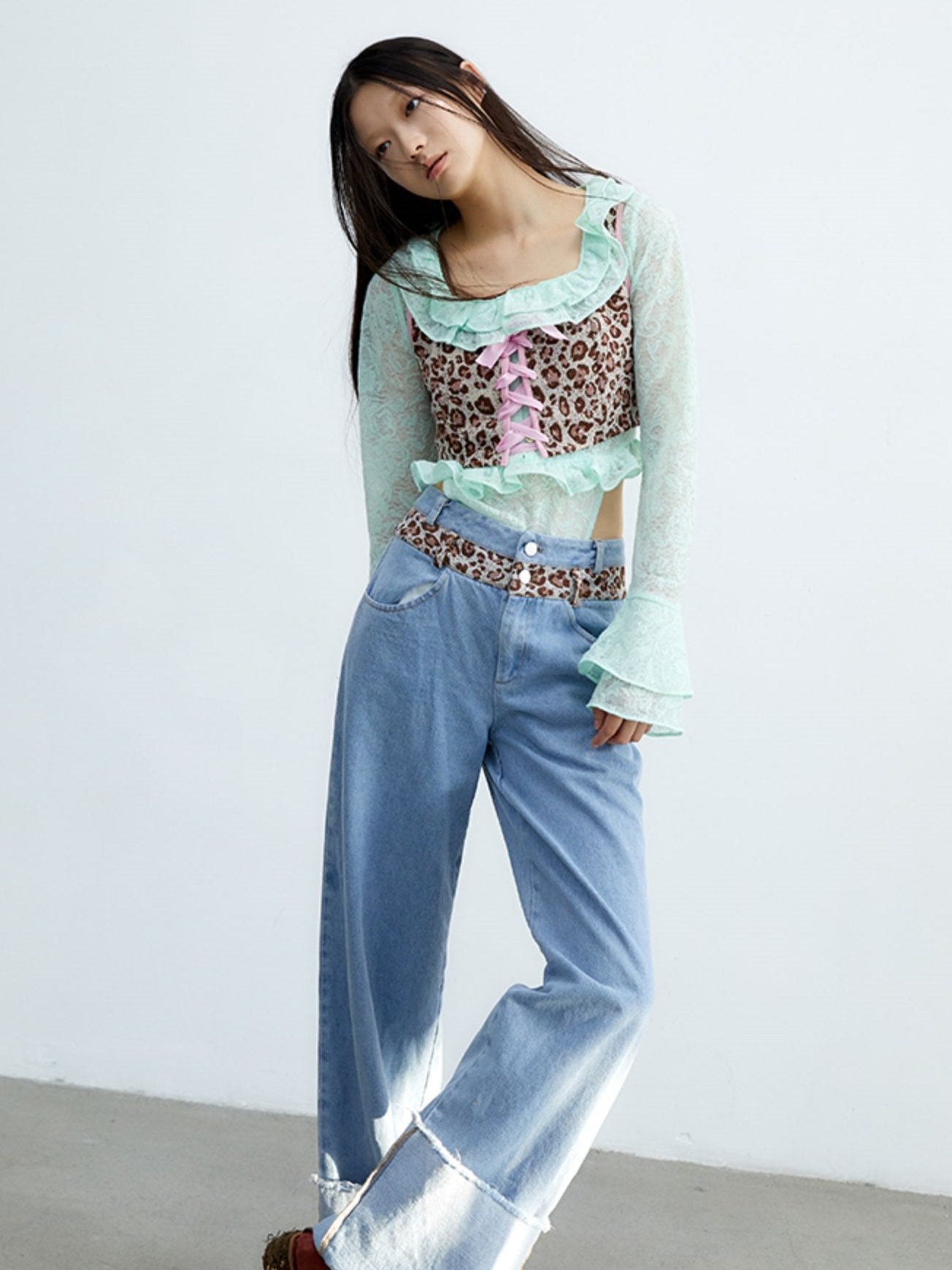 Lopard Wrap Wide-leg Casual Pants