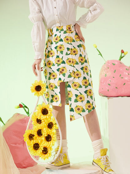 Sunflower Retro Asymmetric IRREGULAR SKIRT